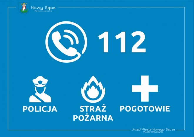Grafika informacyjna zmiana numeru alarmowego. 